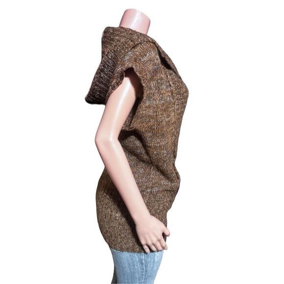 Pulp short sleeve wide placket coffee bean jumper knit pullover sweater M - Picture 3 of 7